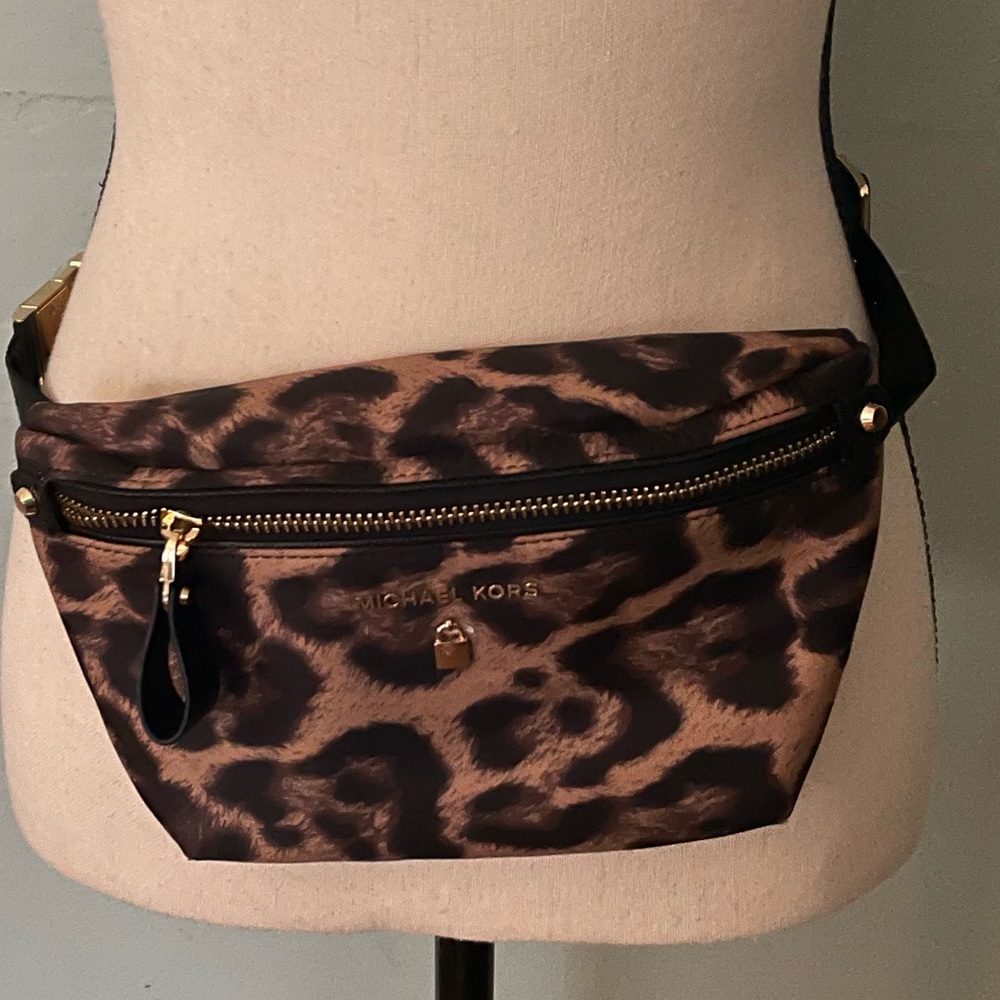 Michael  Kors  cheetah print body belt bag canvas